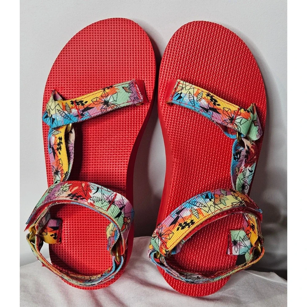 Teva x Misa Hylton Flatform Universal Red Multi Platform Sandals Y2K Women 6
